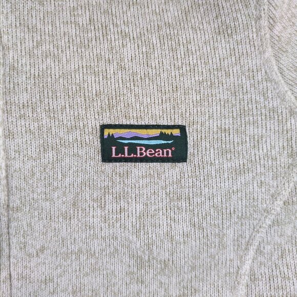 L.L. Bean Women’s M Petite Fleece Full Zip Jacket Cream Heather Zip Pockets - Picture 6 of 8